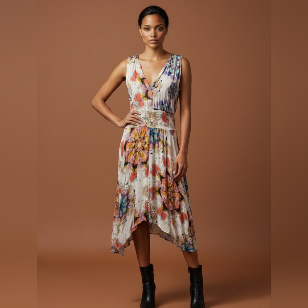 Desigual Asymmetrical Floral Dress - Multicolor